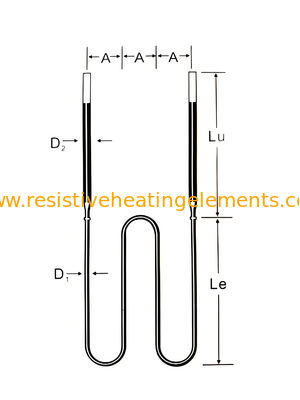 W شکل MoSi2 عنصر گرمایش 220V 380V Moly Disilicide برای کوره خلاء